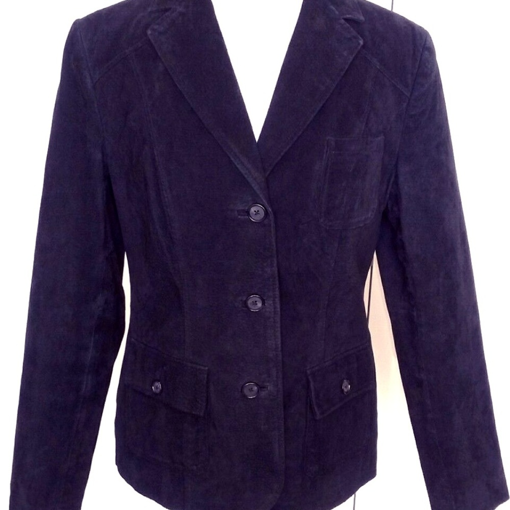 STYLE & CO SUEDE LEATHER Black JACKET blazer Coat